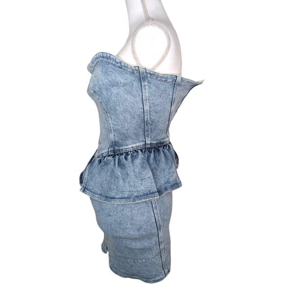 Isabel Marant Dolizi Strapless Denim Mini Dress Size 36 - Picture 5 of 9